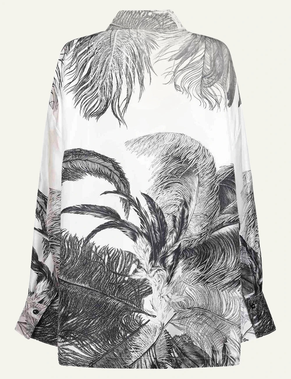 The Attico Black And White Feather Print Oversized Shirt back View