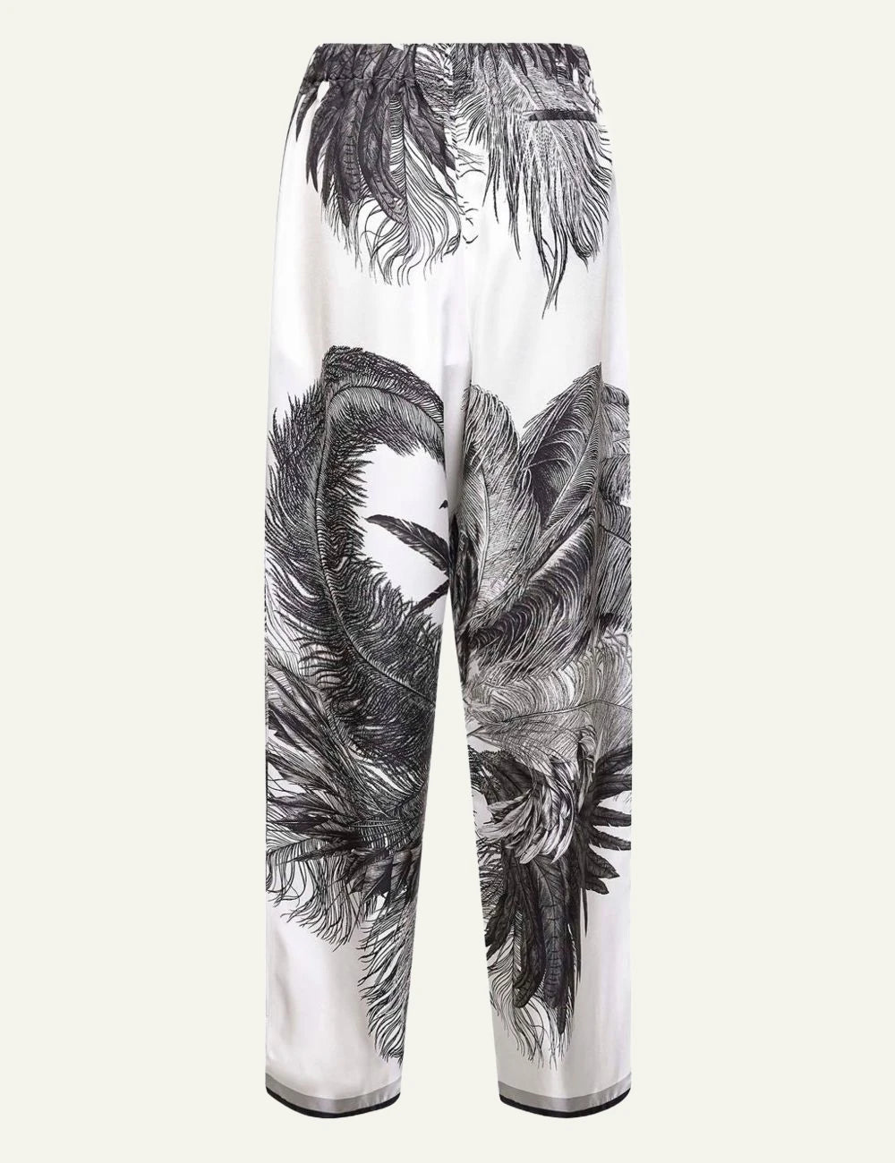 The Attico Black And White Feather Print Wide Leg Pants back View