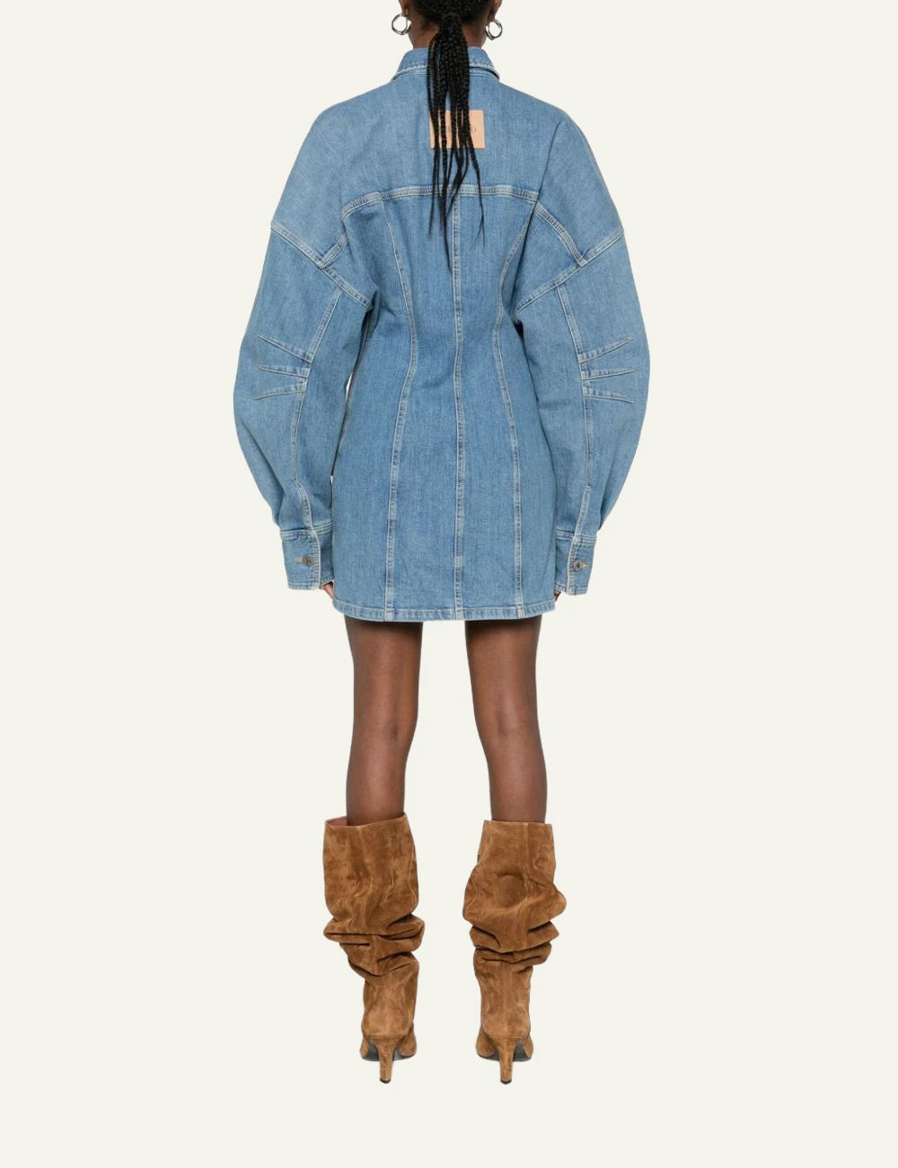 The Attico Blue Dress Mini With Front Patch Pockets back View