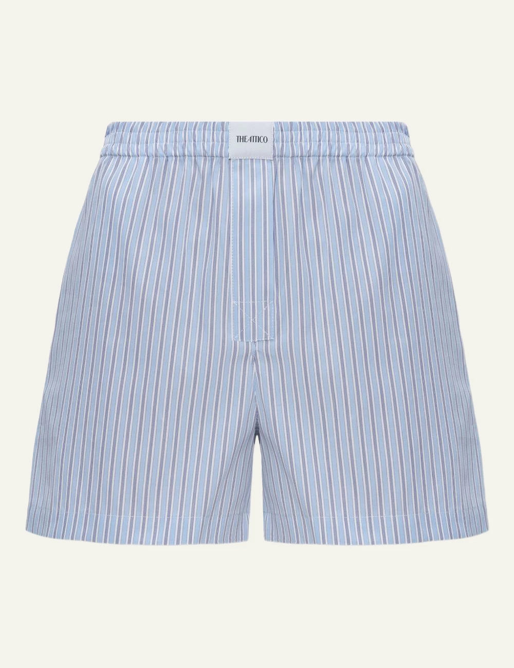 The Attico Blue Striped Cotton Boxer Shorts With Elastic Waist Front Flat View