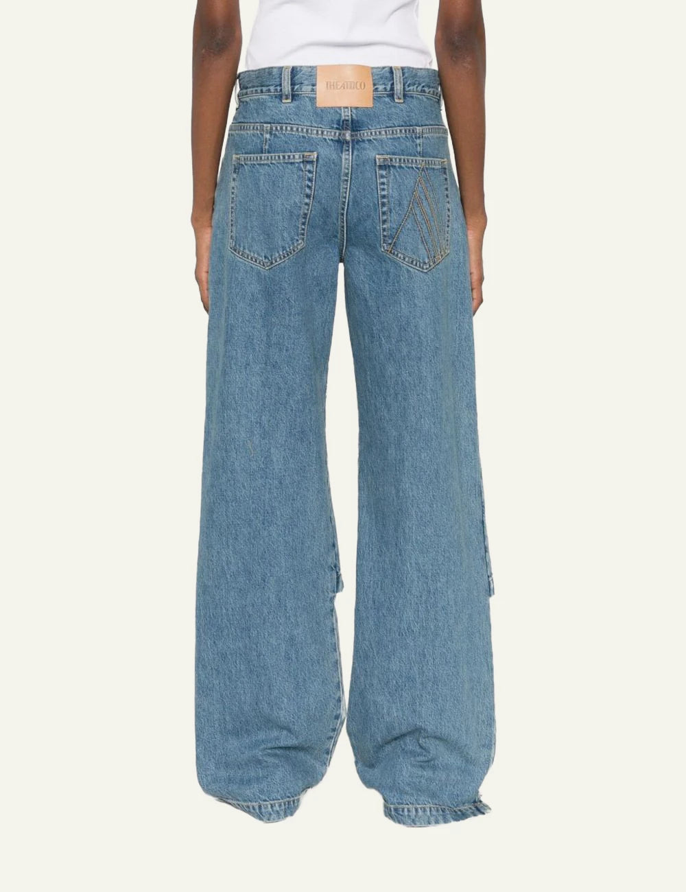The Attico Blue Wide Leg Denim Jeans With Panel Detail back View