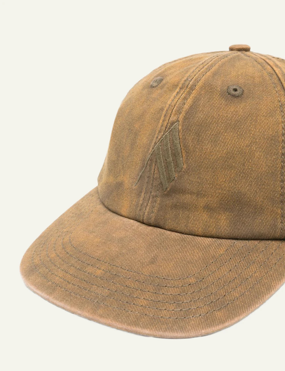 The Attico Brown Washed Cotton Baseball Cap With Embroidered Logo Side detail Flat View