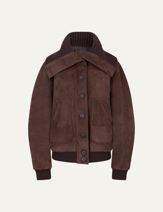 THE ATTICO BOMBER DARK BROWN