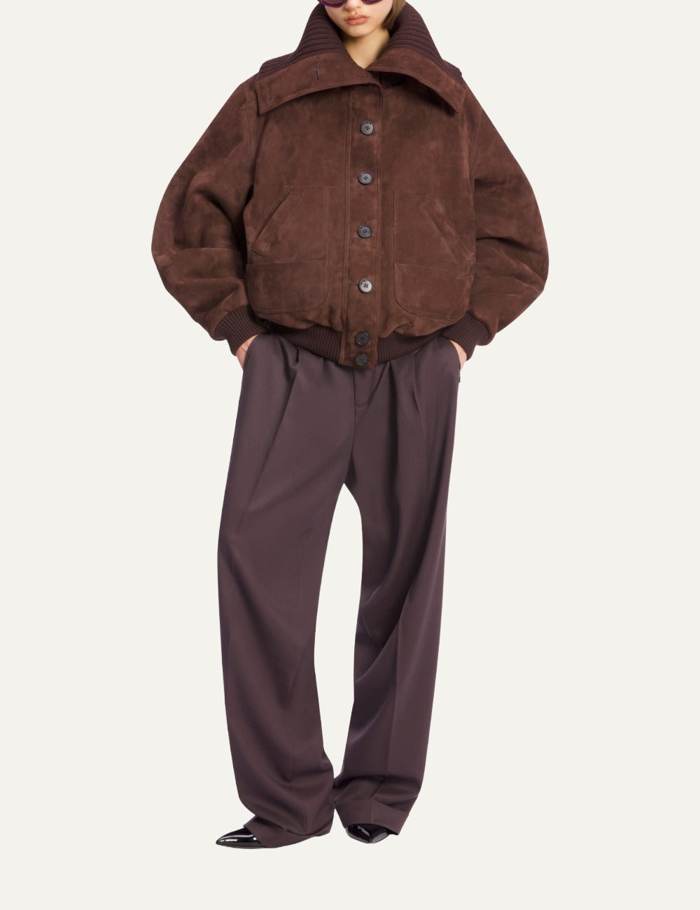 THE ATTICO BOMBER DARK BROWN