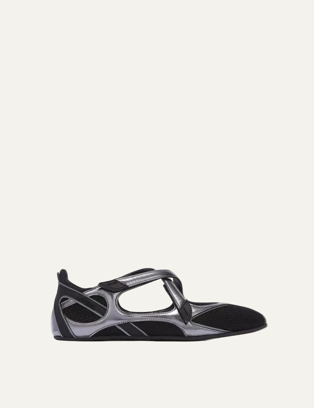 The Attico Floor 01 black and metallic silver ballerina sneakers for women side view