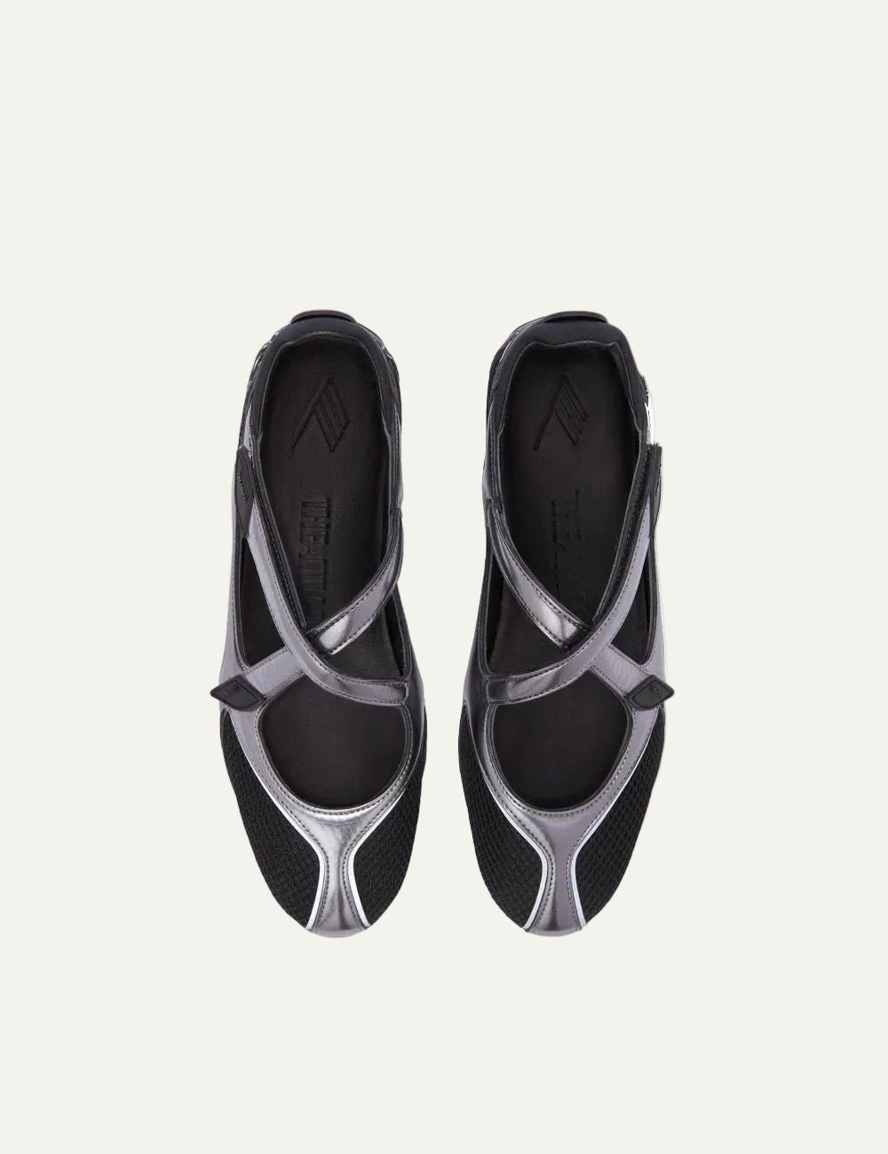 The Attico Floor 01 black and metallic silver ballerina sneakers for women pair view