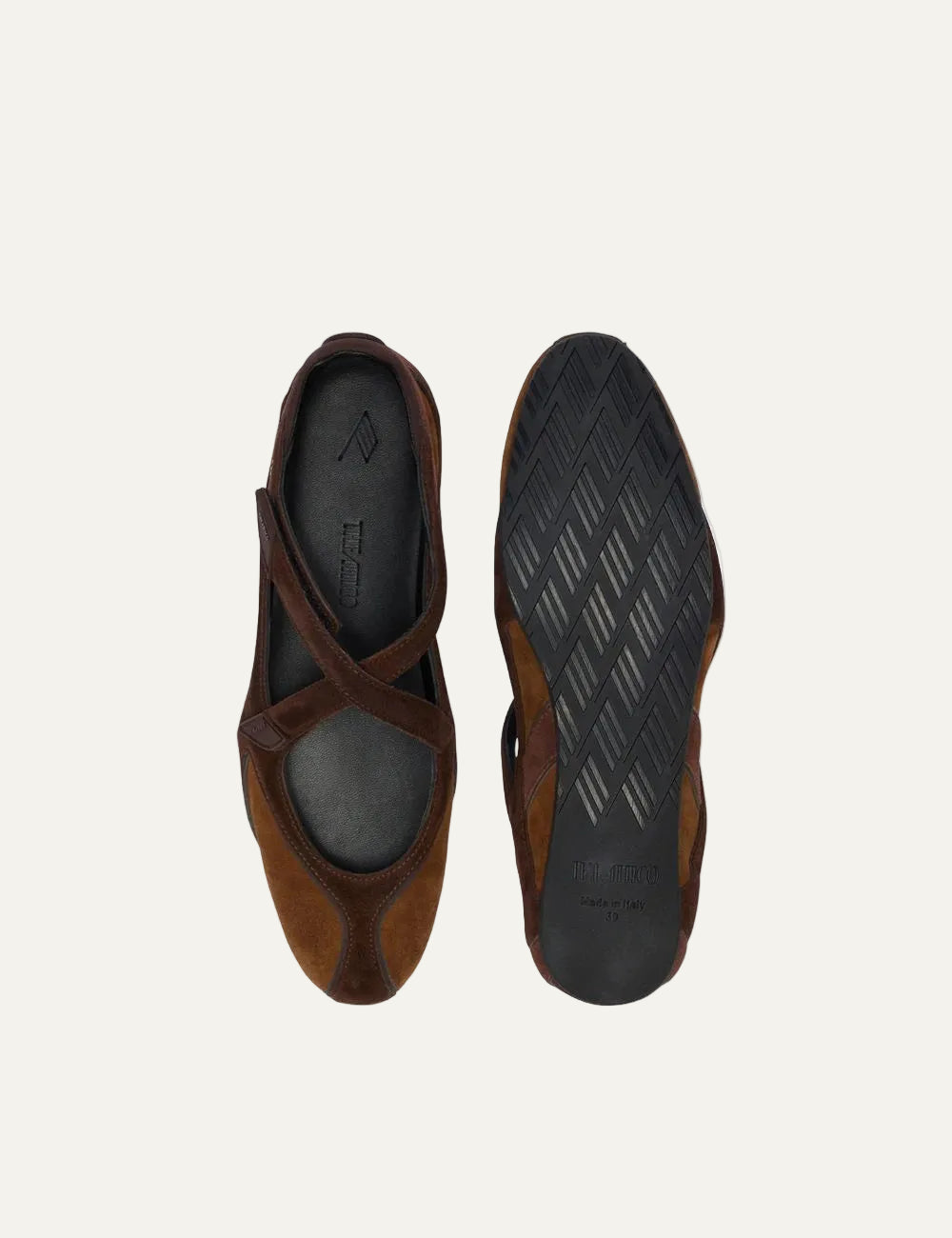 The Attico Floor 01 brown suede ballerina sneakers for women pair and sole view