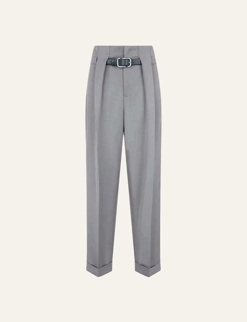 The Attico grey wool tailored pants with leather belt for women product view