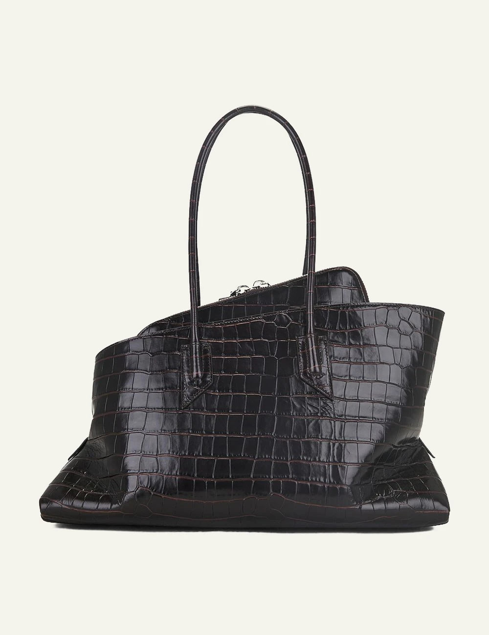 The Attico La Passeggiata M bag coffee brown croc effect back view