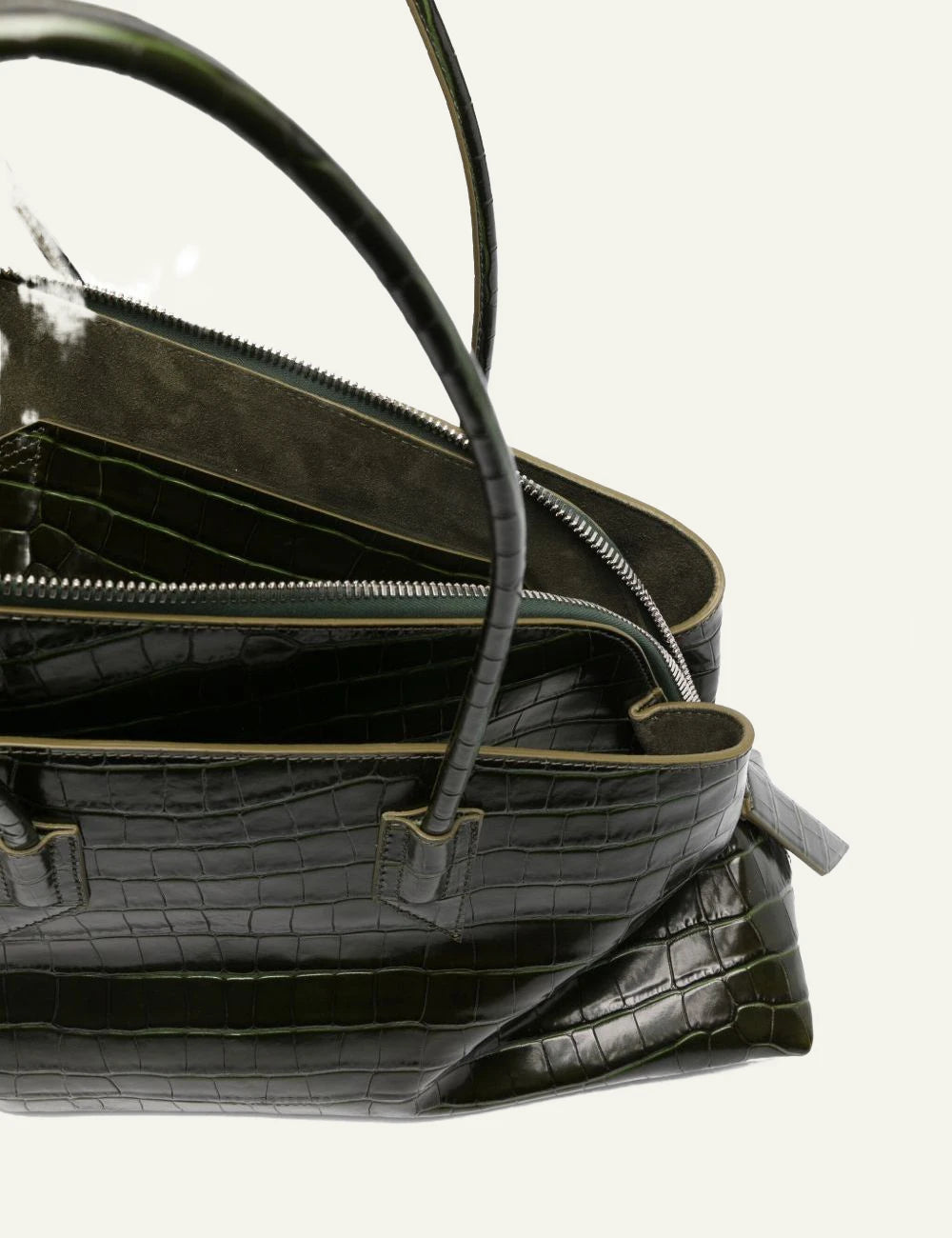 The Attico La Passeggiata M bag dark green croc effect top view