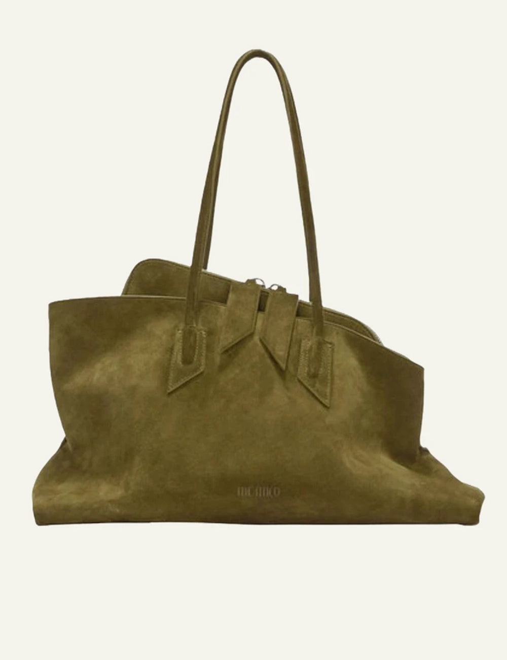 The Attico La Passeggiata M bag khaki suede front view