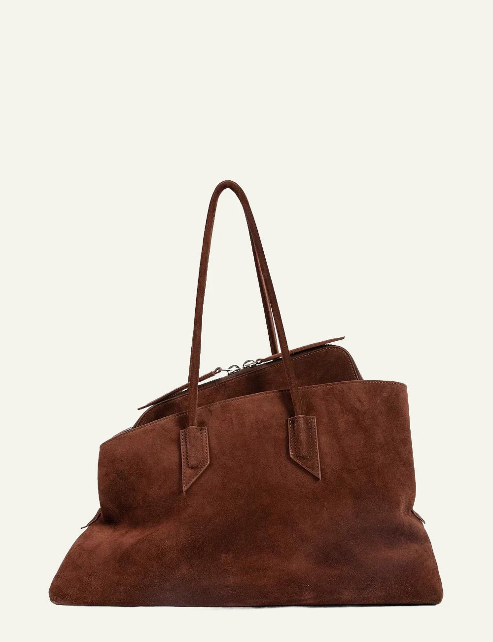 The Attico La Passeggiata M bag light chocolate suede back view
