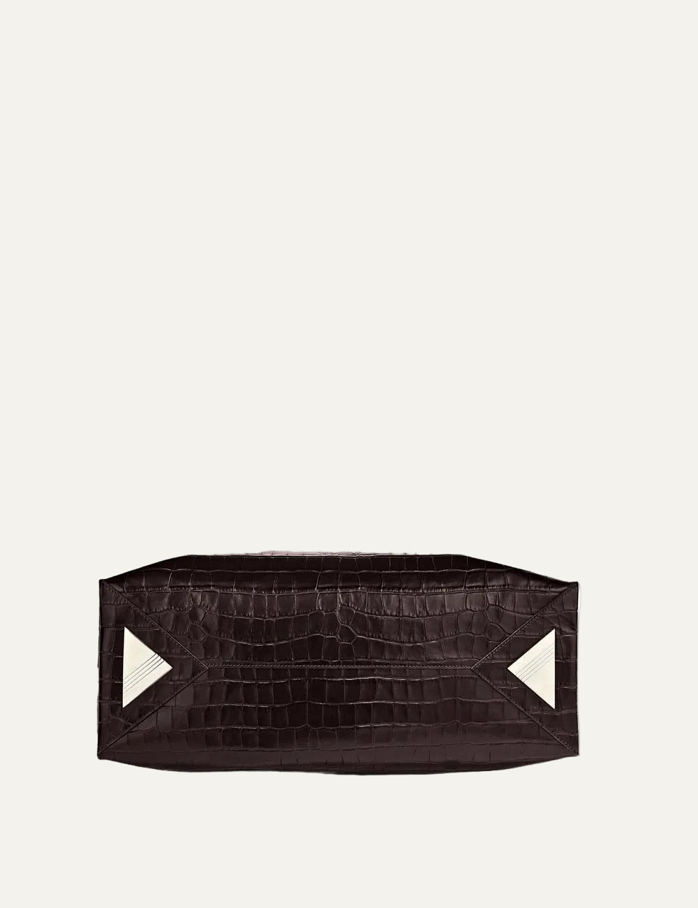 The Attico La Passeggiata Medium coffee brown crocodile print leather top handle bag for womenbottom view