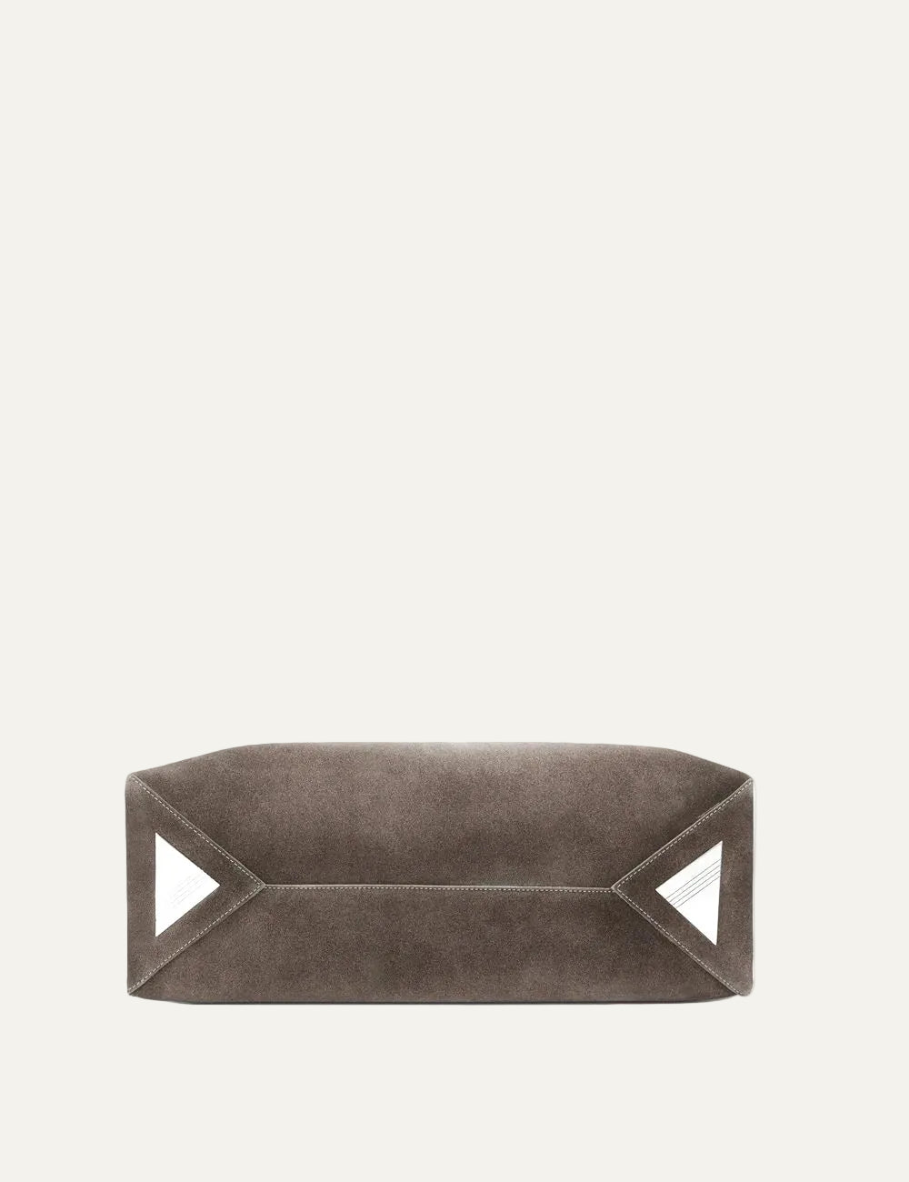 The Attico La Passeggiata Medium dark grey brushed suede top handle bag for women bottom view