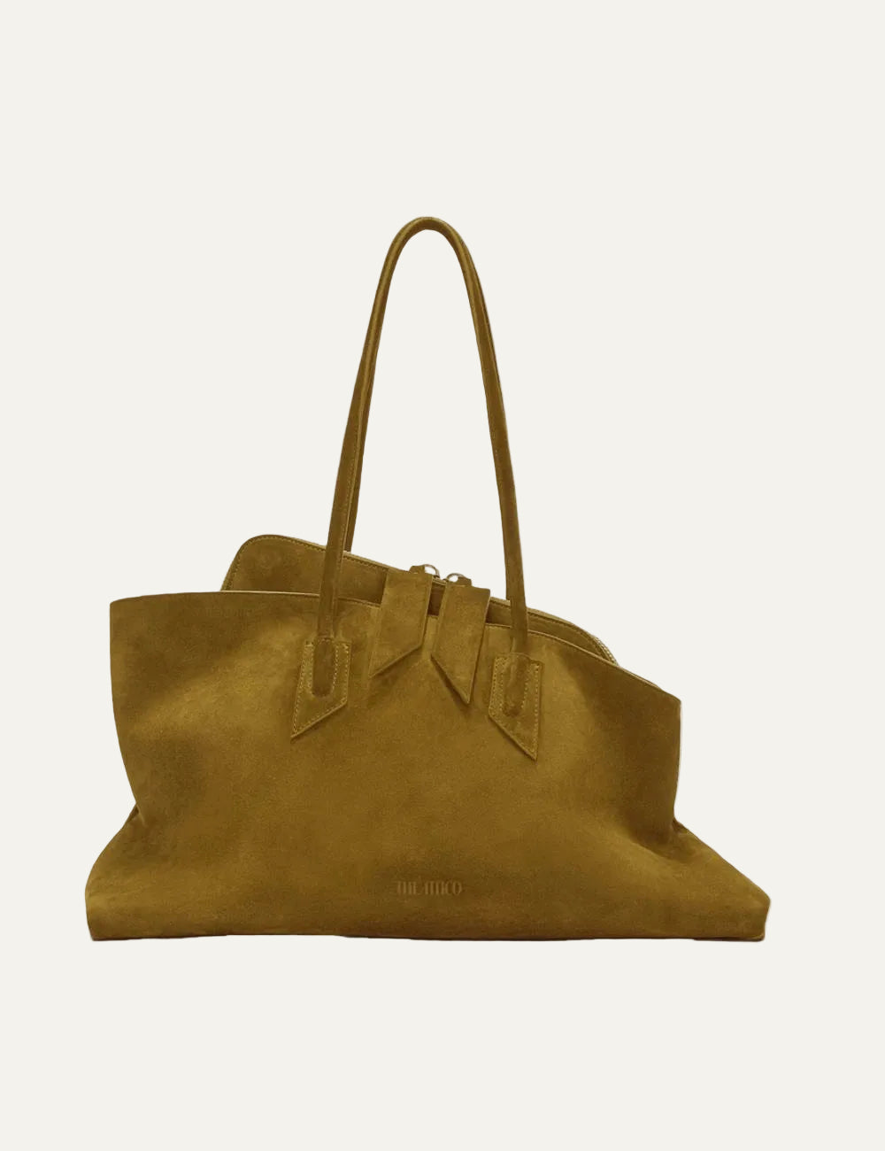 The Attico La Passeggiata Medium khaki suede top handle bag for women front view