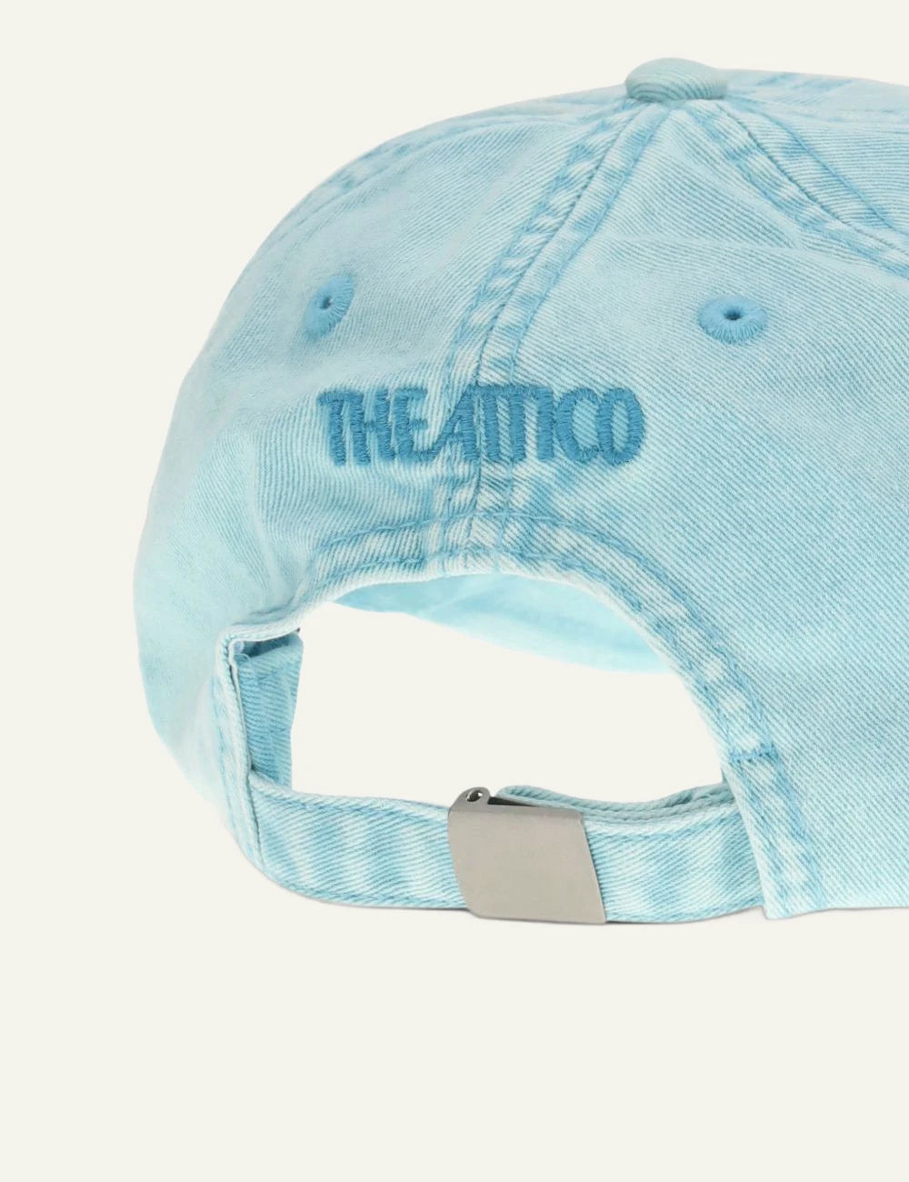 The Attico Light Blue Cotton Baseball Cap With Embroidered Logo back detail Flat View