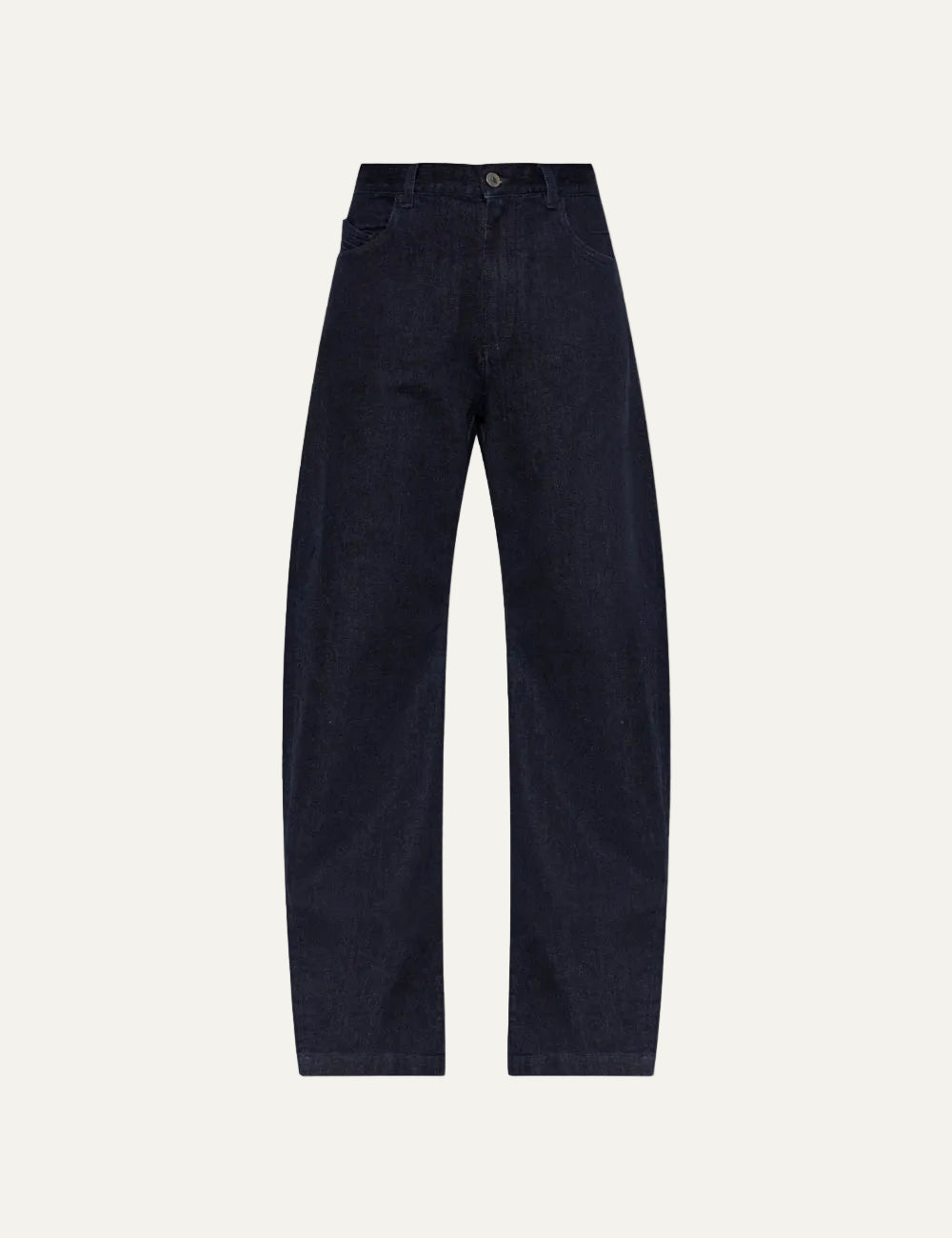 The Attico navy blue wide leg jeans with embroidered logo for women product shot