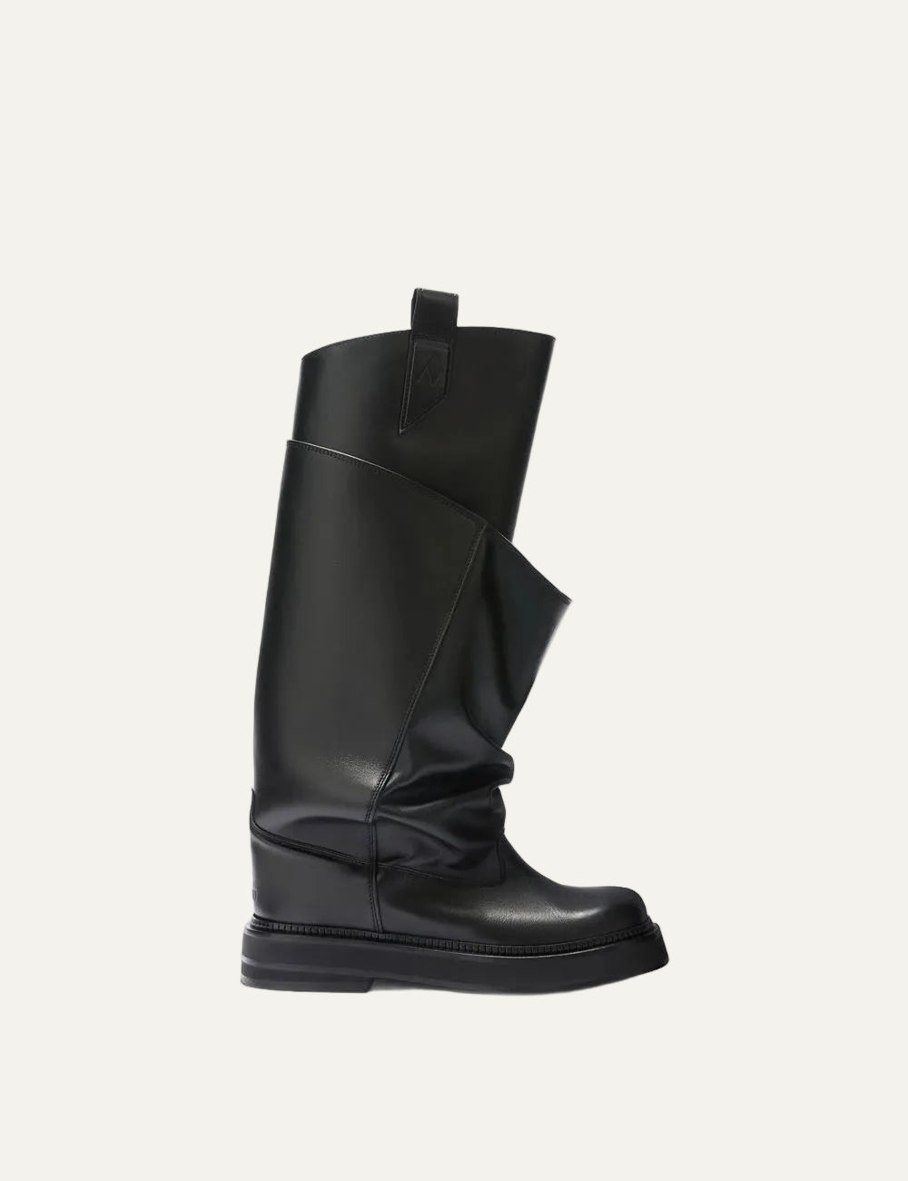 The Attico Robin Passeggiata black leather combat boots for women side view