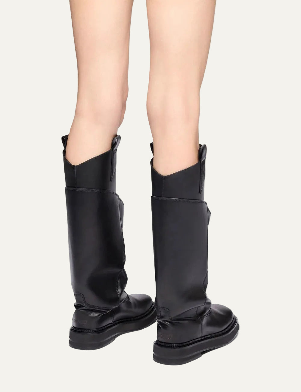 The Attico Robin Passeggiata black leather combat boots for women back view