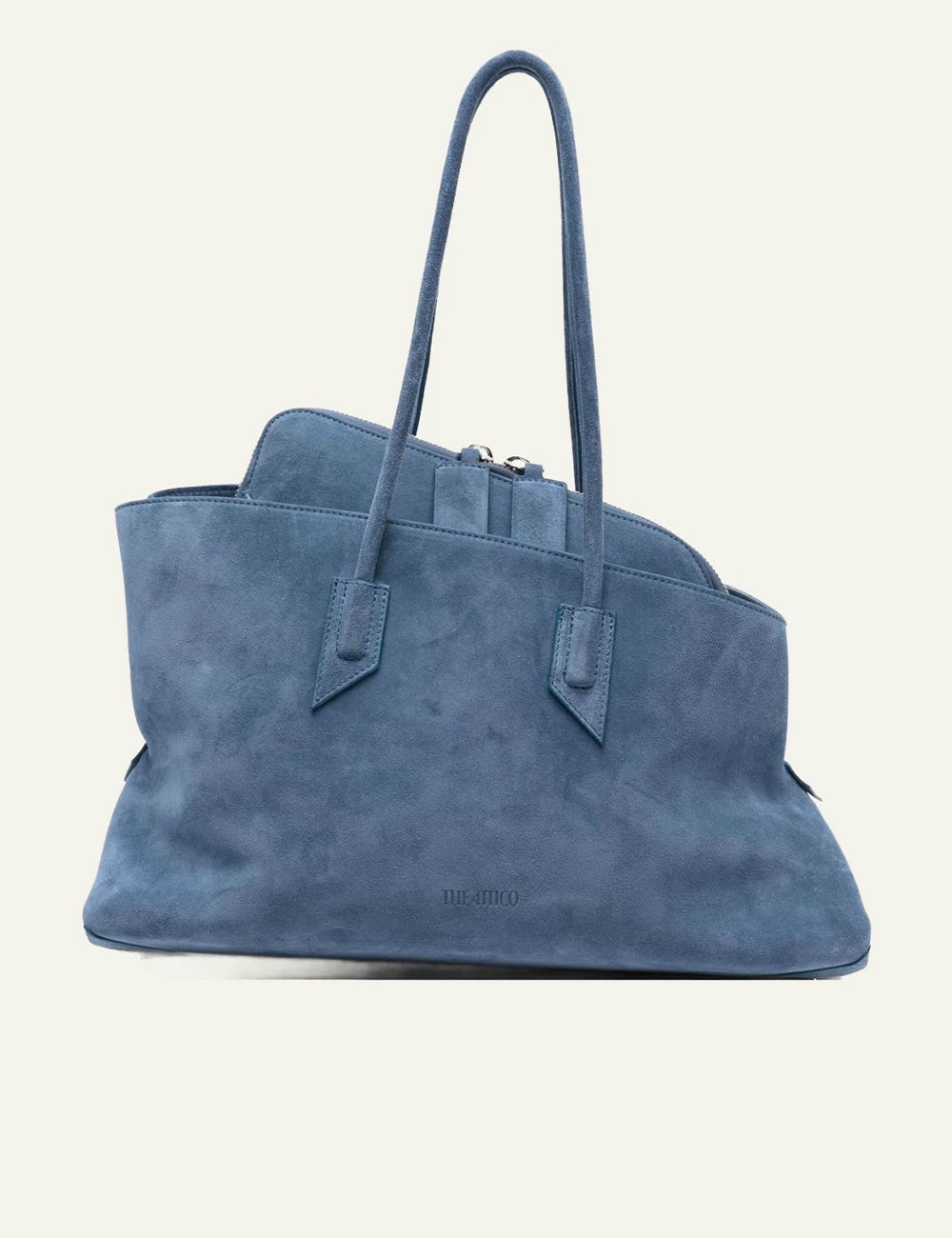 The Attico suede tote bag blue front flat view