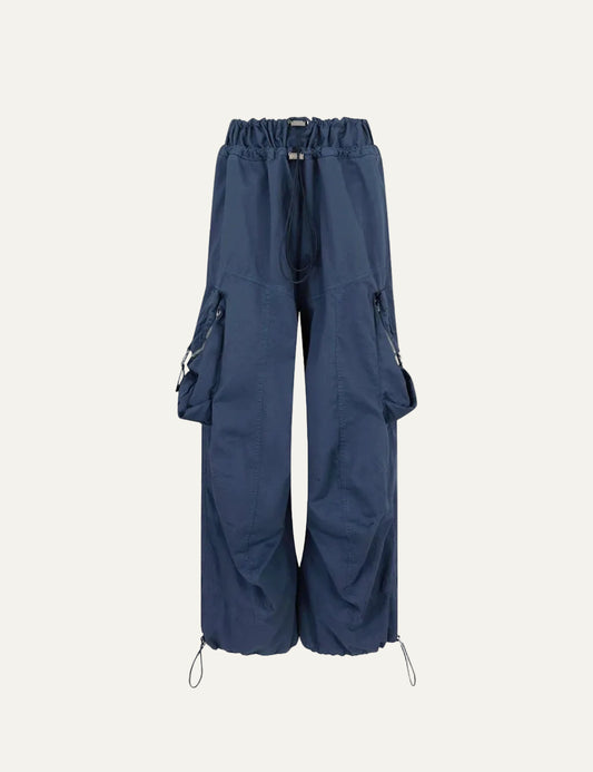 The Attico washed blue cotton cargo pants for women product view