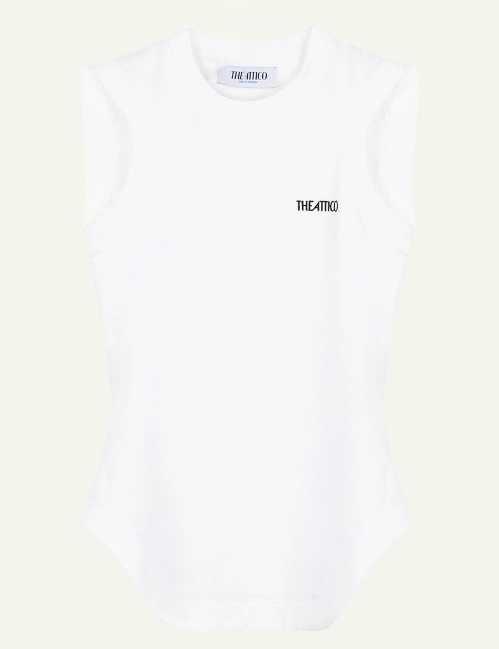 The Attico White Sleeveless Cotton Mini Dress With Curved Hem Front Flat View