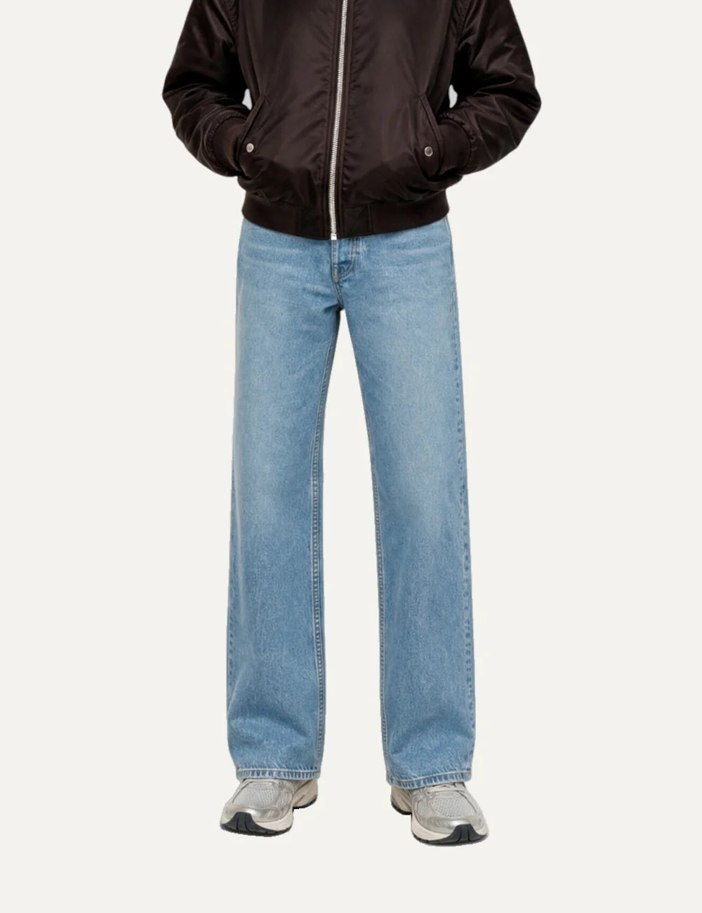 The Kooples women's light blue faded straight-leg jeans with mid-rise waist and five pockets model