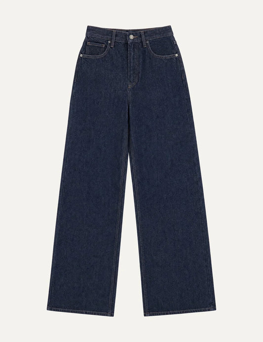 The Kooples women's dark blue wide-leg jeans with mid-rise waist and five-pocket design.
