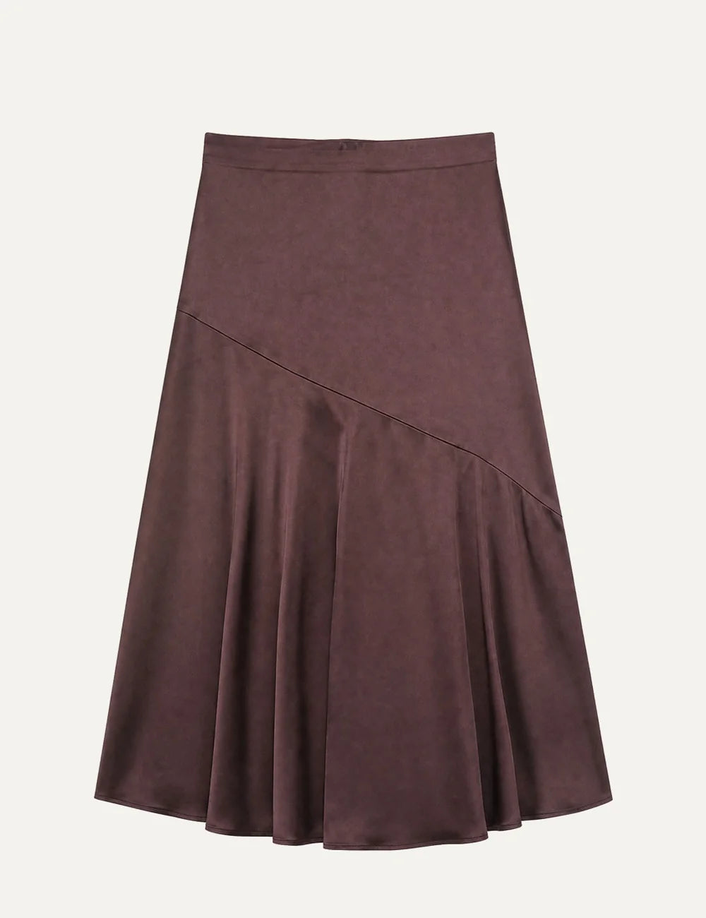 The Kooples women's burgundy satin midi skirt with removable gold chain belt.
