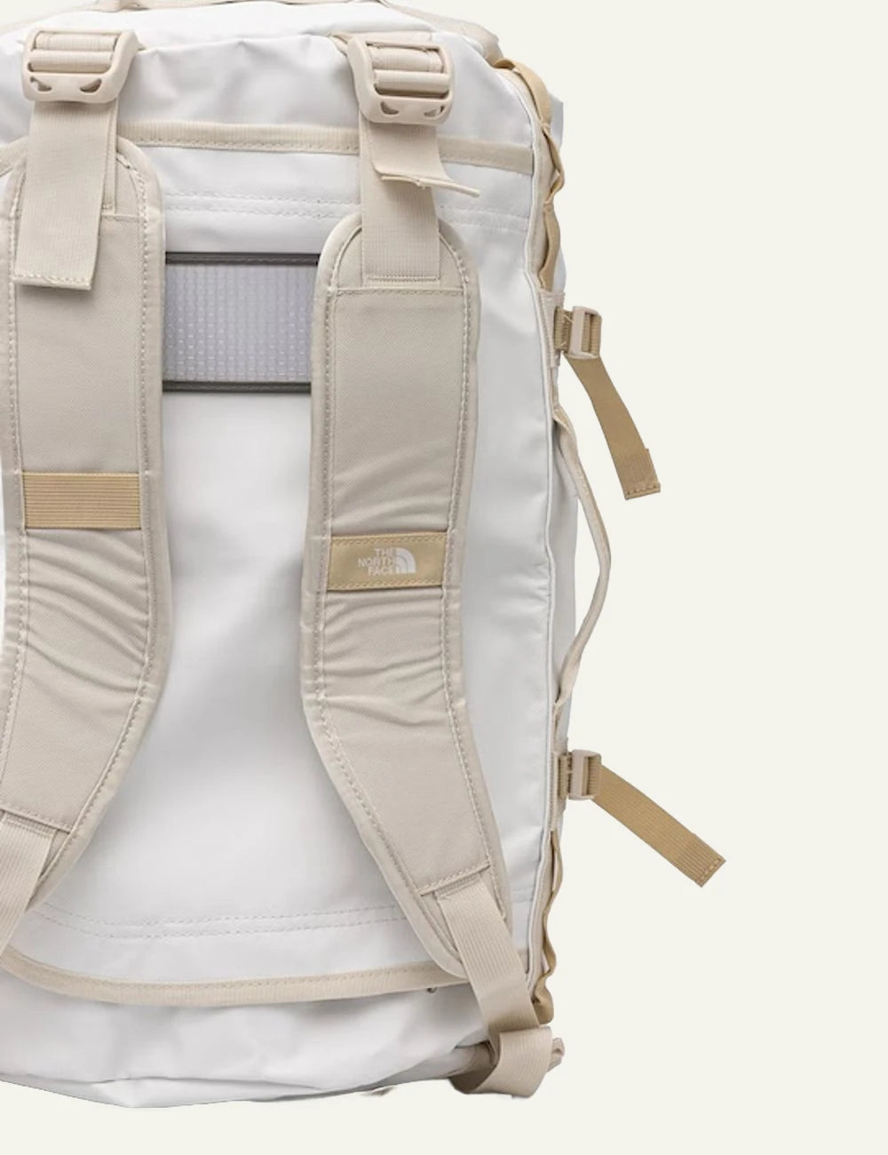 The North Face Base Camp duffel bag cream beige 50L travel back view