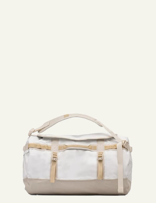 The North Face Base Camp duffel bag cream beige 50L travel front view