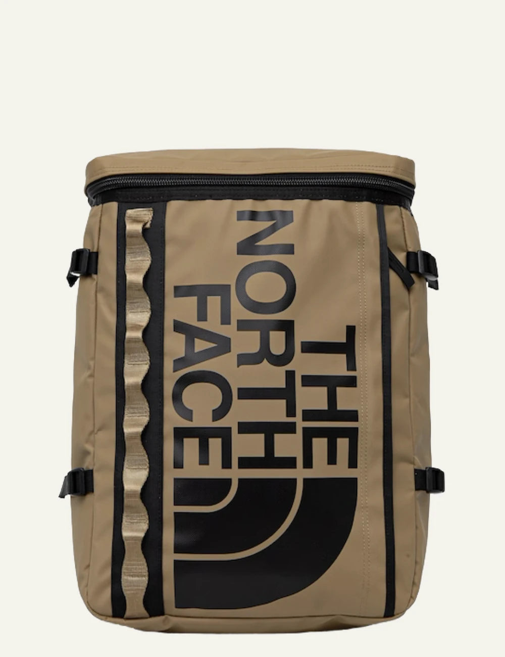 The North Face Base Camp Fuse Box backpack beige black logo front 