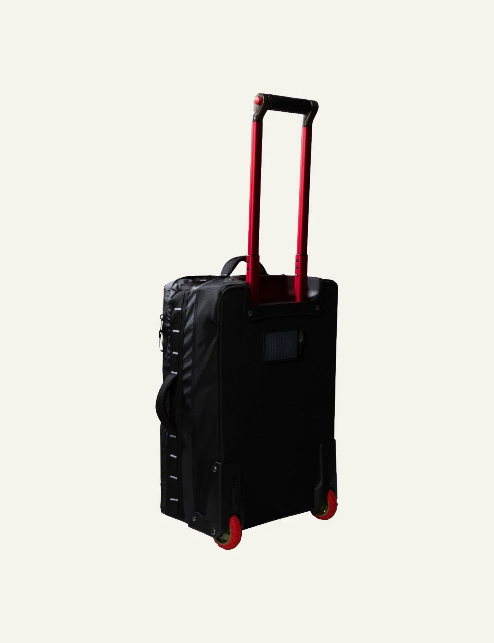 The North Face Base Camp Voyager roller suitcase black front side view logo handle back view