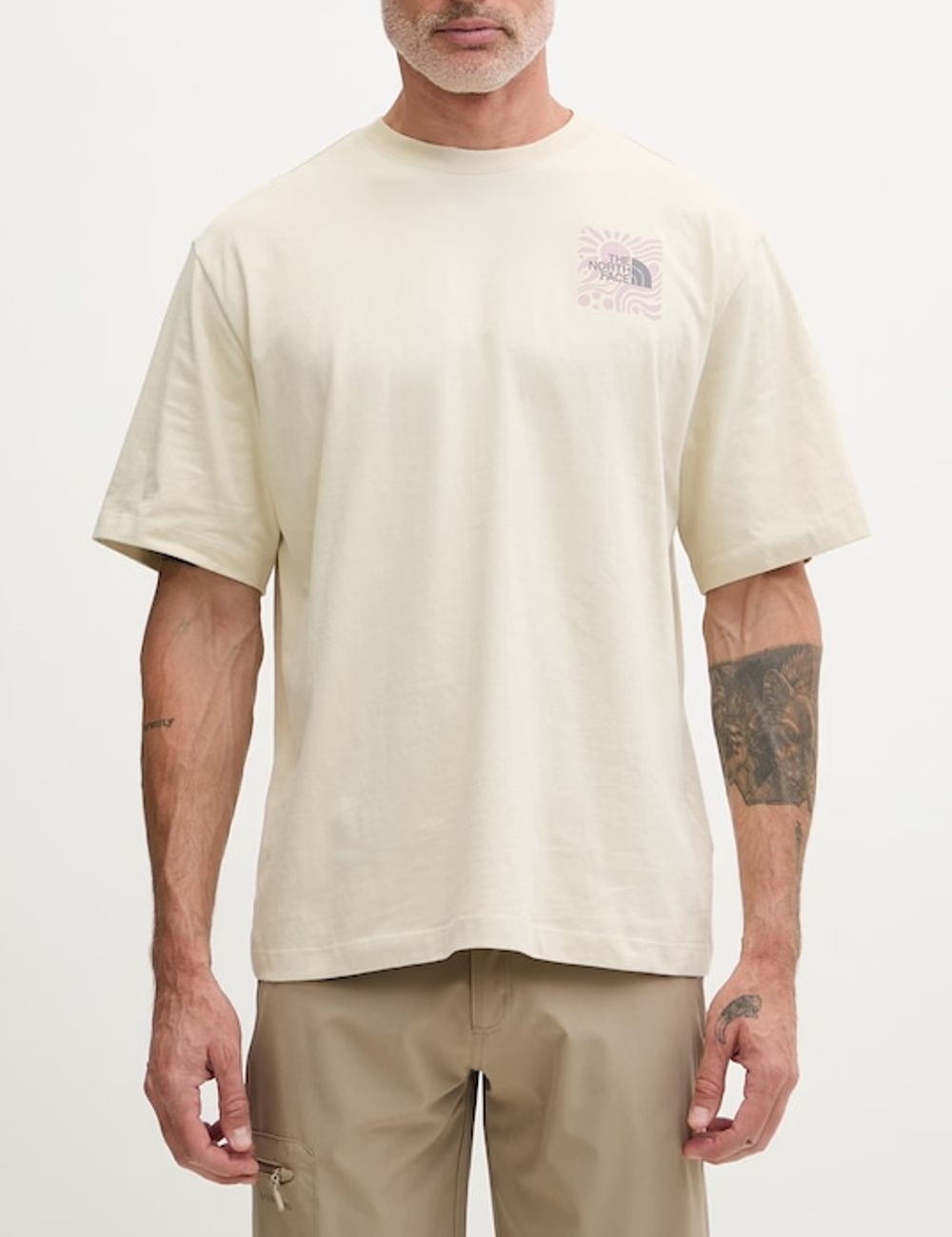 The North Face beige graphic tee front