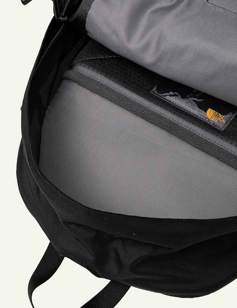 The North Face Hot Shot backpack black top detail view