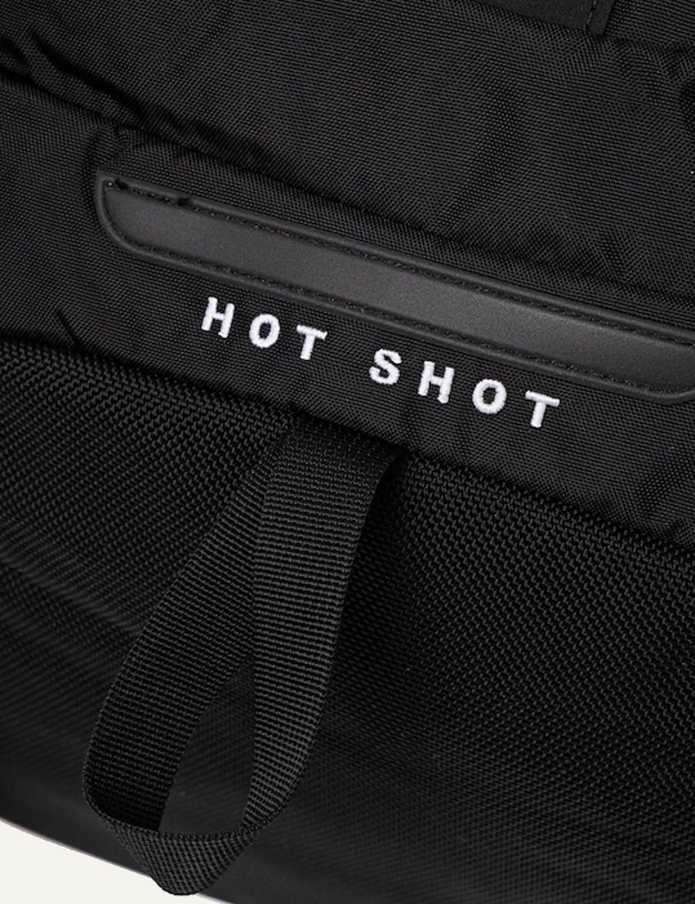 The North Face Hot Shot backpack black logo detail view