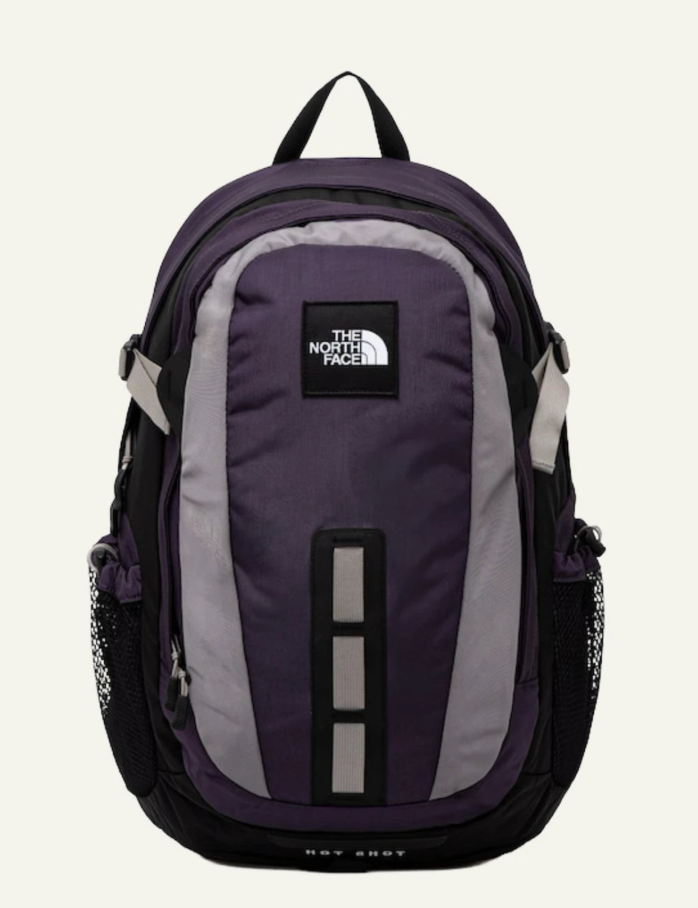 The North Face Hot Shot backpack purple grey front view&
