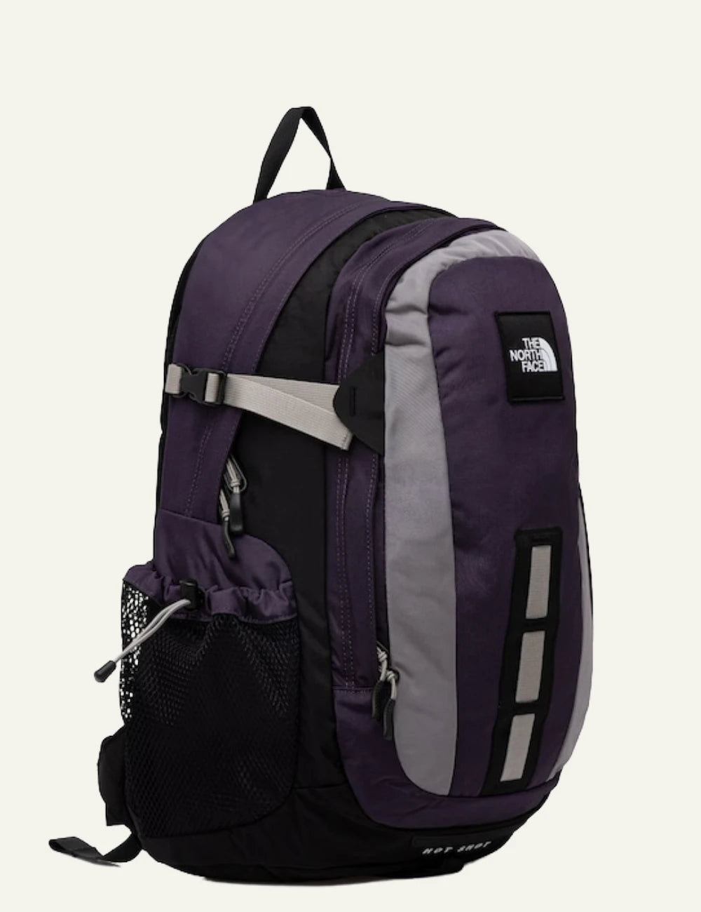 The North Face Hot Shot backpack purple grey side view