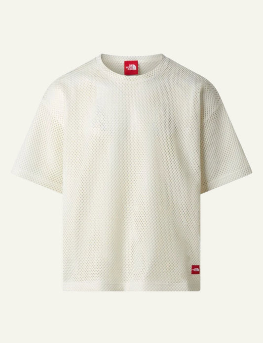 The North Face Red Box mesh t shirt white breathable crewneck short sleeve front flat view