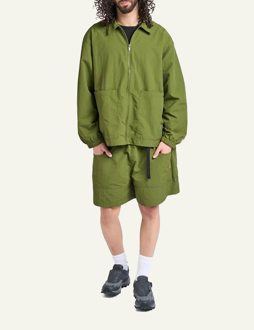 The North Face shorts woodland green nylon casual shorts front full body view