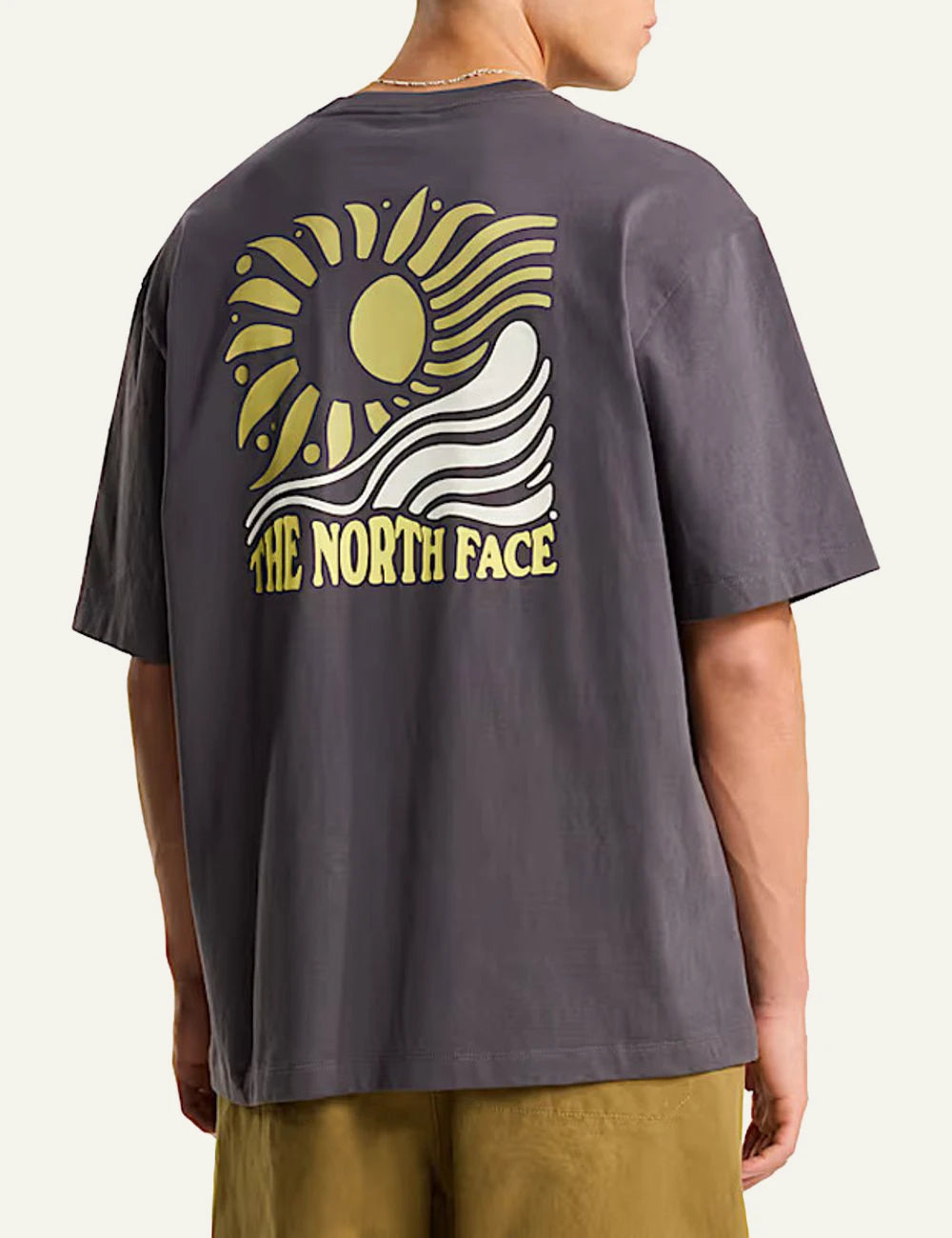 The North Face sun graphic grey tee back