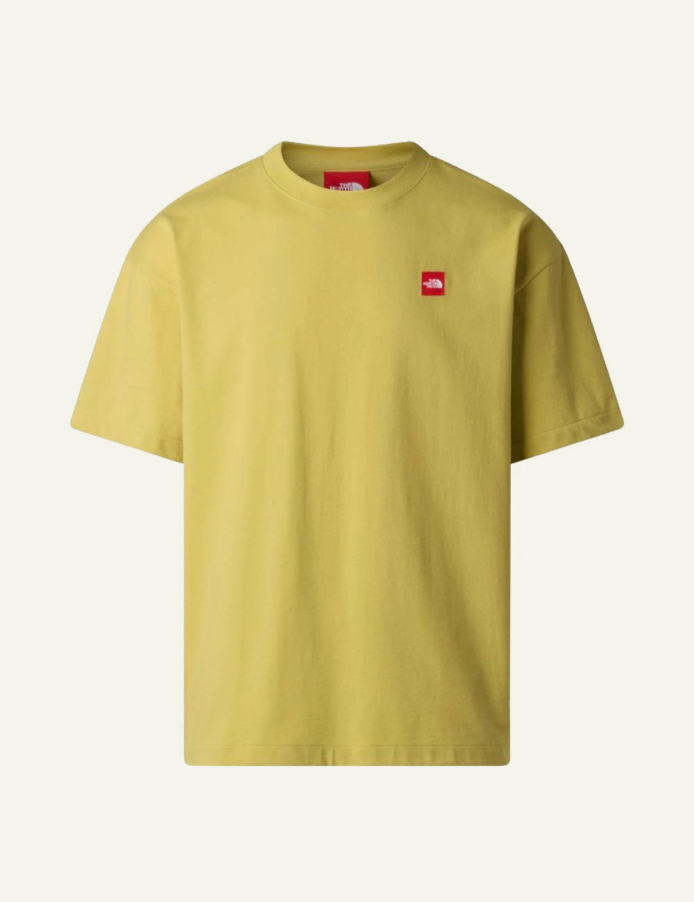 The North Face t shirt yellow cotton crewneck short sleeve front flat view