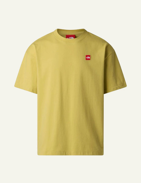 The North Face t shirt yellow cotton crewneck short sleeve front flat view