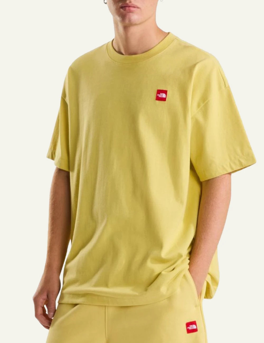 The North Face t shirt yellow cotton crewneck short sleeve front model view