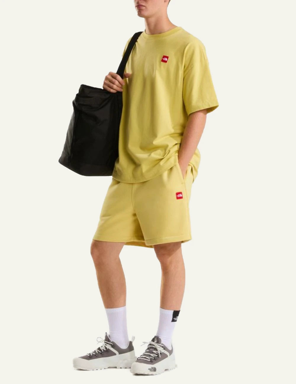 The North Face t shirt yellow cotton crewneck short sleeve front full body view