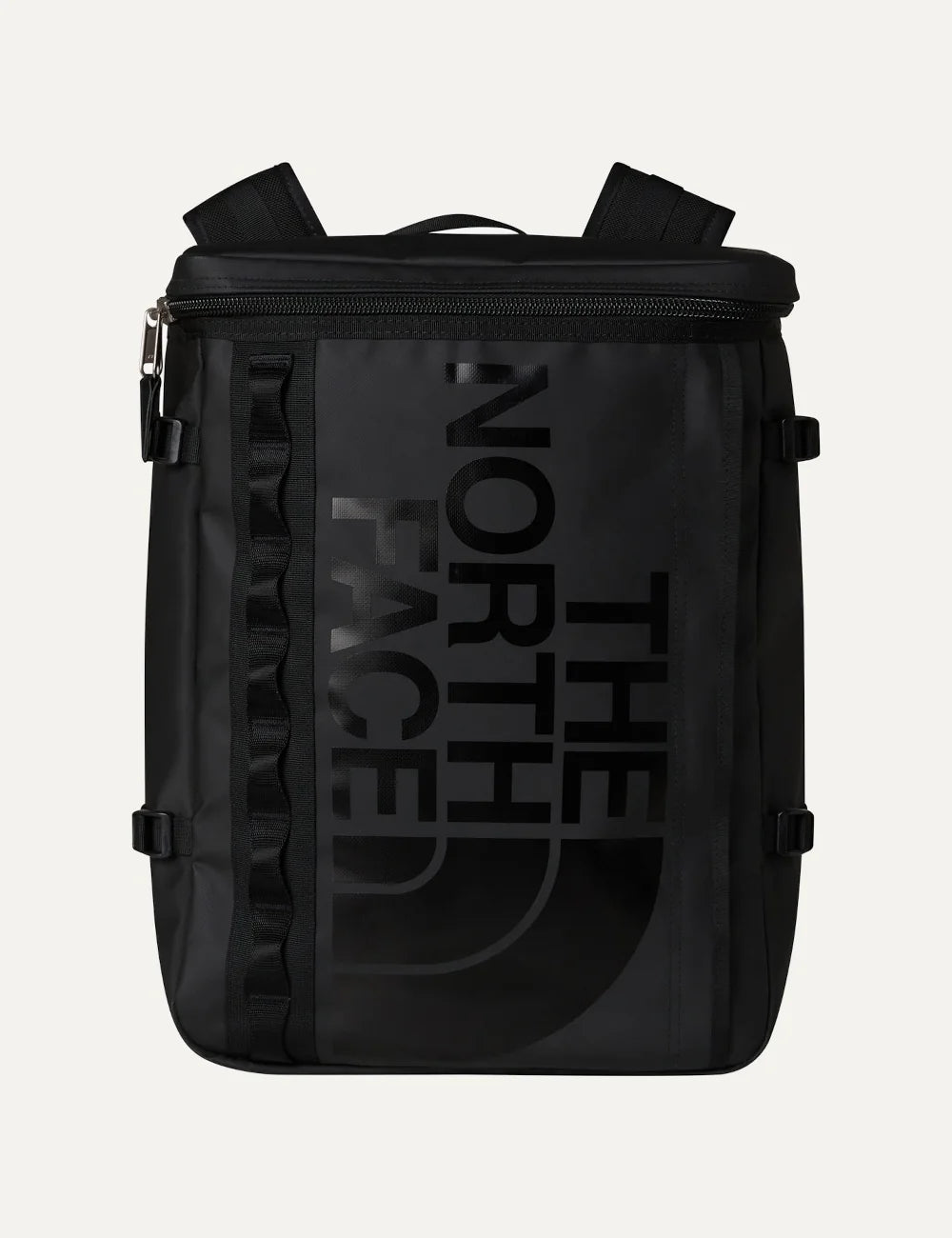 The North Face Base Camp Fuse Box black 30L backpack with 15-inch laptop sleeve, compression straps and tonal logo