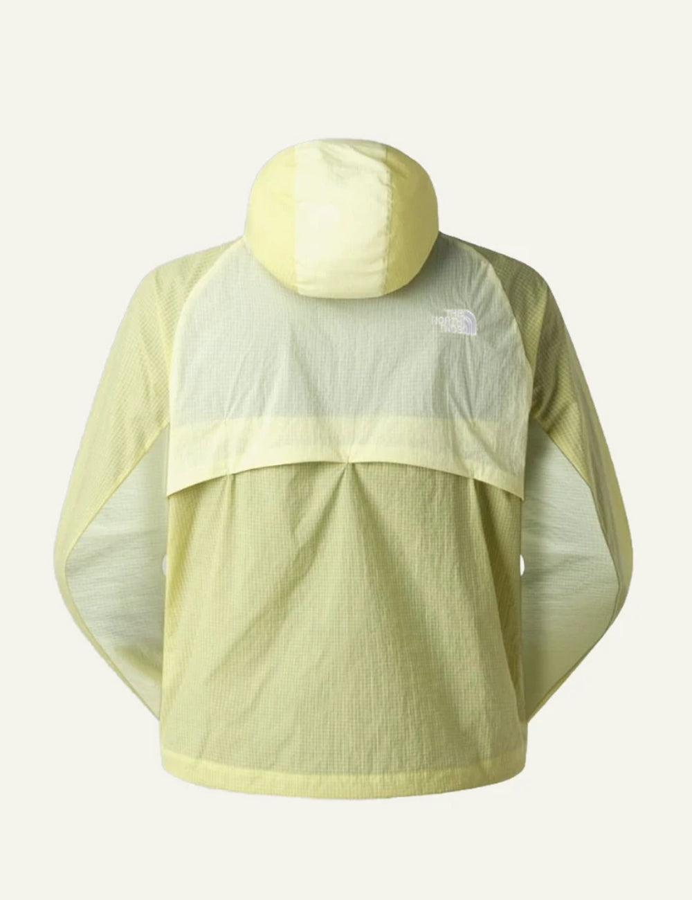 The North Face WindWall jacket yellow lightweight breathable hooded zip back view
