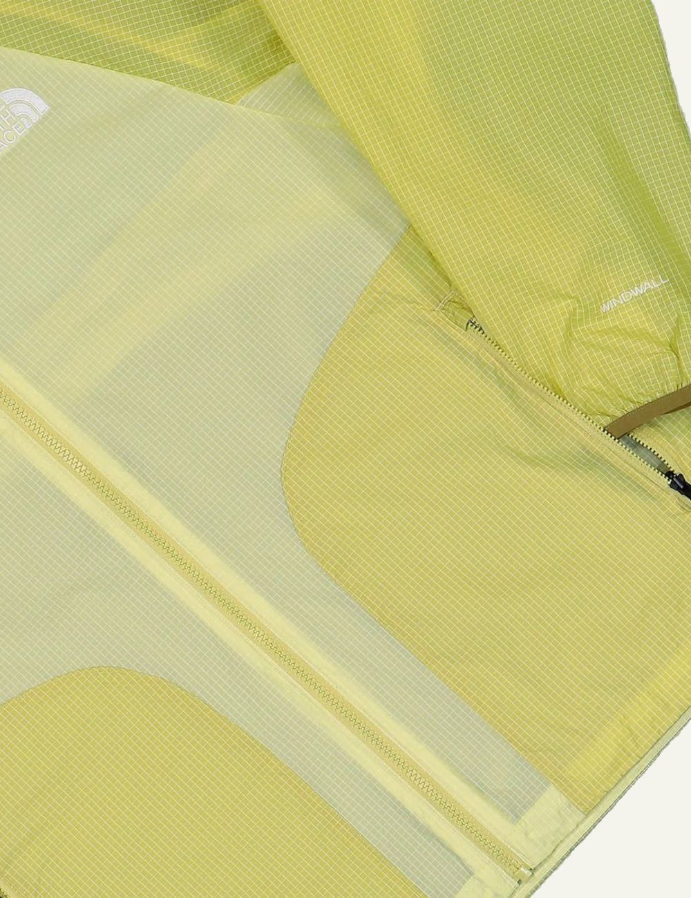 The North Face WindWall jacket yellow lightweight breathable hooded zip side detail view
