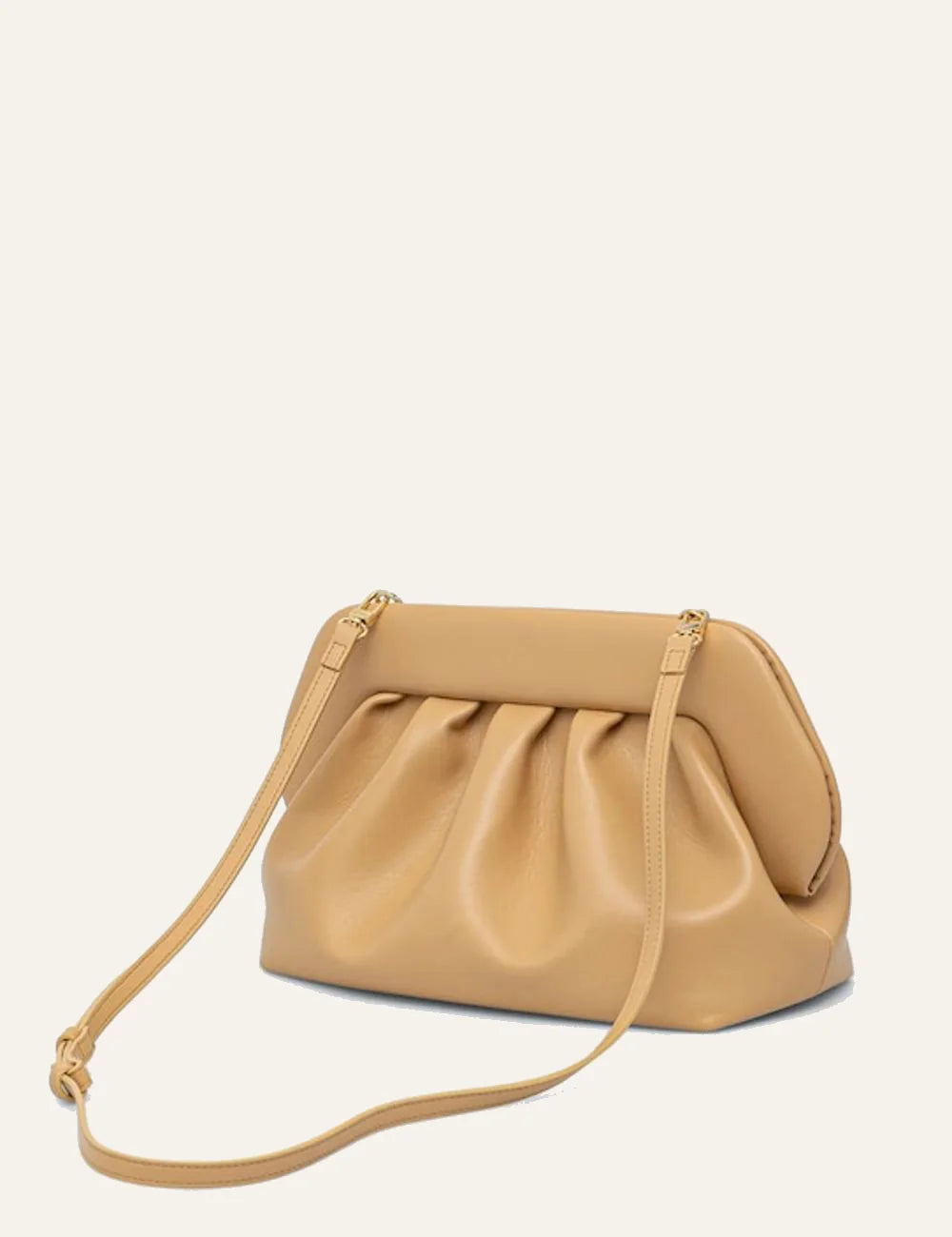 Themoire Bios bag camel strap detail