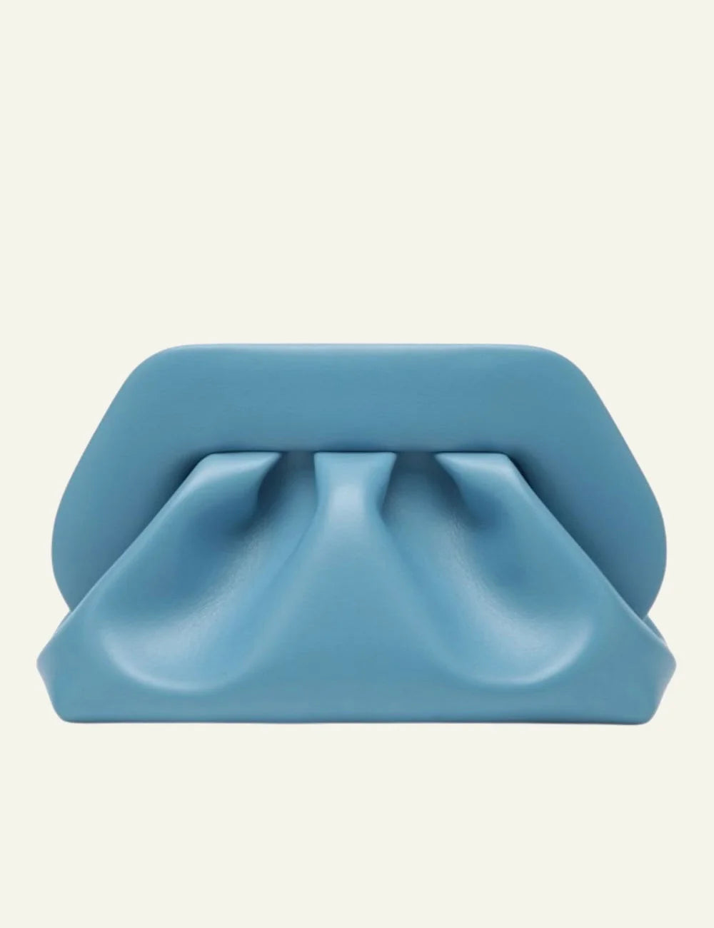 THEMOIRè Bios Medium vegan fabric clutch Niagara blue front view